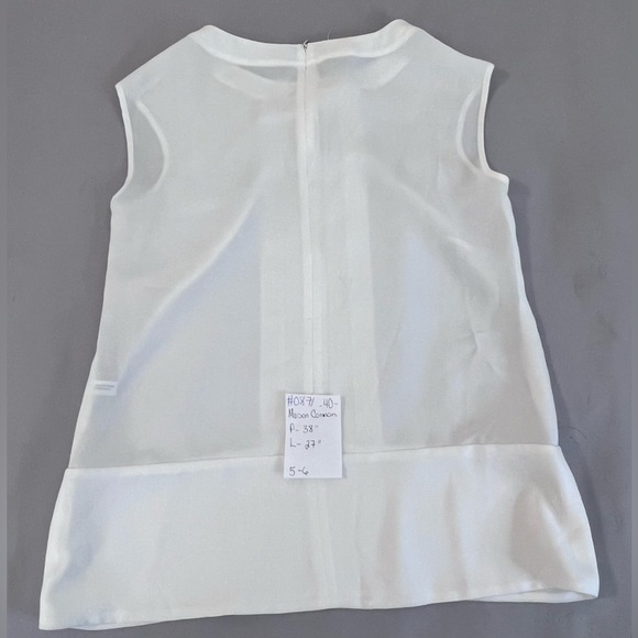 Maison Common Womens Pleated Sleeveless Crew Neck Top Blouse White Size 40 - Picture 10 of 11